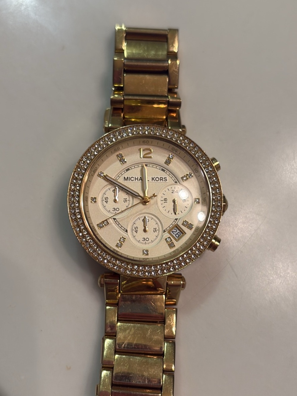 Michael Kors Gold Crystal-Accented Women's Chronograph Watch